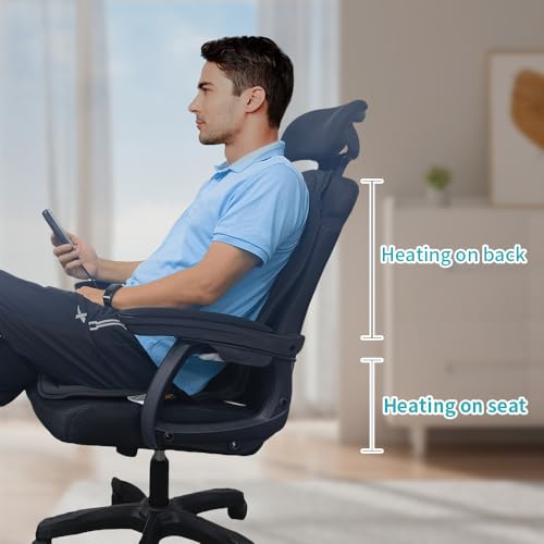 JOJOPEPE Remote Control Heated Massage Cushion, 8-Vibration Motor Back Massager, Ergonomic Design for Office Chair, Car Seat, and Home Use