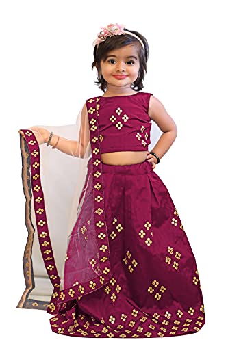 Image of Girl's Tafetta Silk Readymade Lehenga Choli