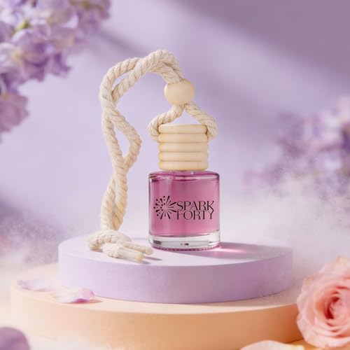 Image of Lilac Car Air Freshener Hanging | Car Perfume, 8 ml | 0.27 fl oz (8 ml) | 30-Day Luxury Glass Diffuser | Lilac, Rose & White Musk | Long-Lasting Floral Scent