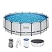 Produktbild Bestway Steel Pro MAX Frame Pool Komplett-Set mit Filterpumpe Ø 457 x 122 cm, lichtgrau, rund