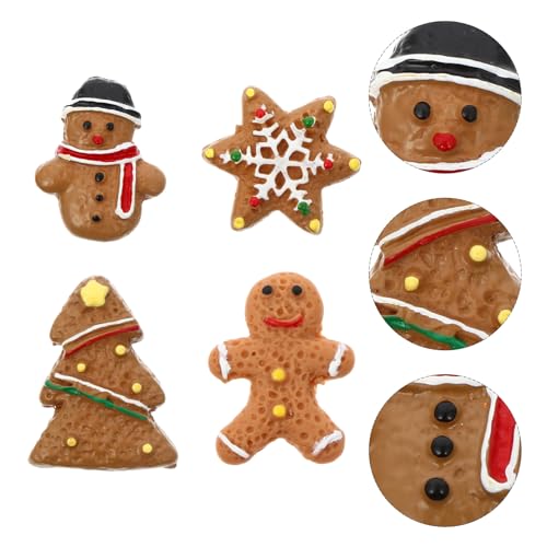 Balacoo Christmas Resin Miniatures Mini Ornaments: 40pcs Mini Gingerbread Snowflakes Xmas Tree Figure Holiday Pendant Charm for Diy Hair Pin Art Craft - Image 3