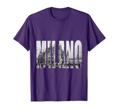 Milano Duomo Black and White Logo Picture T-Shirt, Men, Purple, XX-Large