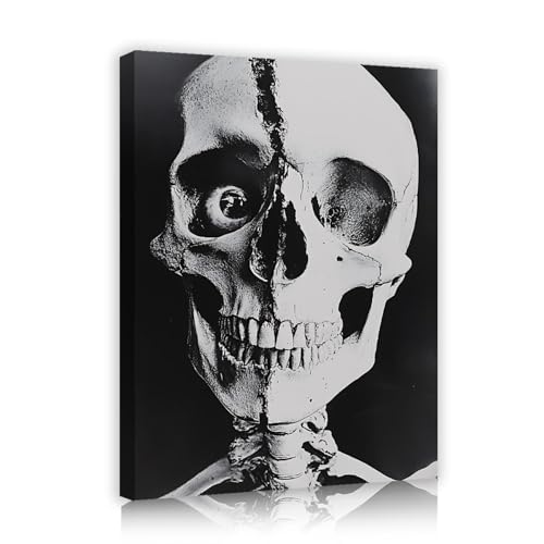 Impression sur toile crânes art mural cadre intérieur moderne tableau noir blanc