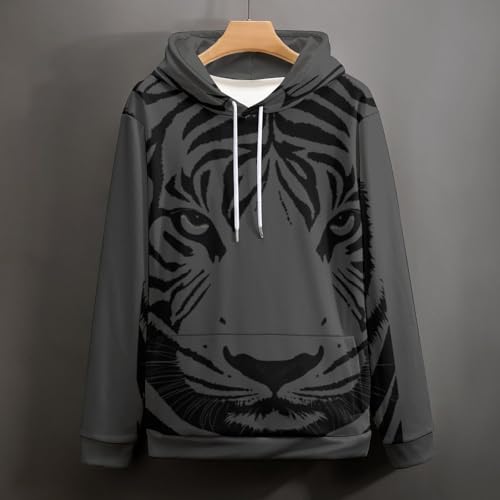 Mens Graphic Print Hooded Sweatshirts with Pocket Long Sleeve Drawstring Hooded Pullover Tops Hoodie 20244