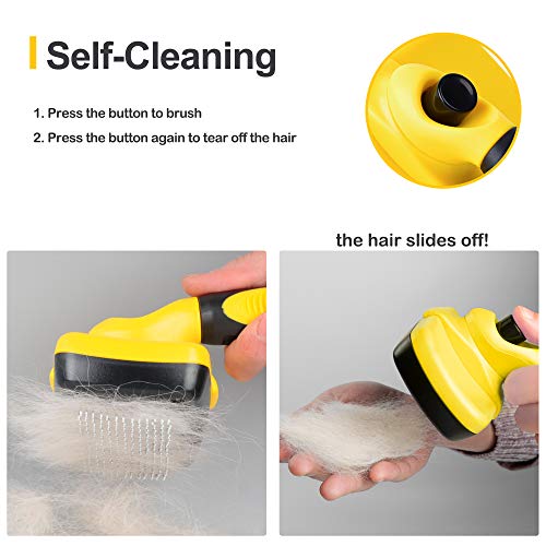 TwoEar Dog Self Cleaning Slicker Brush for Hair Grooming, Removes Loose Tangled Undercoat and Mats Gently, Easy Shedding for Small Medium and Large Dog Pet and Cat with Short and Long Hair - Thumbnail 4