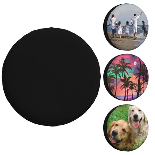 Image of Custom Spare Tire Cover Personalized Tire Covers Add Your Own Design, Customize Wheel Cover with Photo Text - Universal Size Fit for Jeep Trailer Camper RV Wheel Covers, PureBlack-14Inch