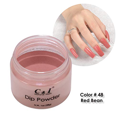 C & I Dip Powder Tauchen Pulver, Farbe # 48 Rote Bohnen, Gelnägel Effekt, Pulver für Nagellack, Rot Farbsystem, 1 oz… – Bild 3