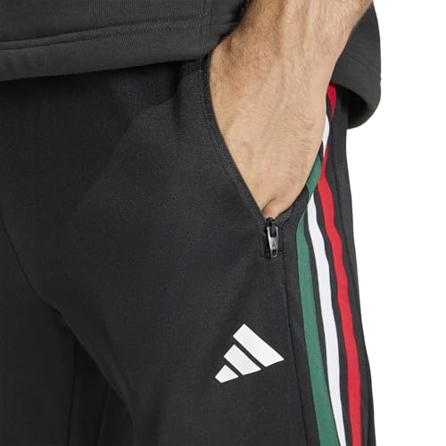 adidas Men's Workout Essentials All-Set 3-Stripes Knit Pant, Black/Team Dark Green/White/Better Scarlet, S – Ansicht 4