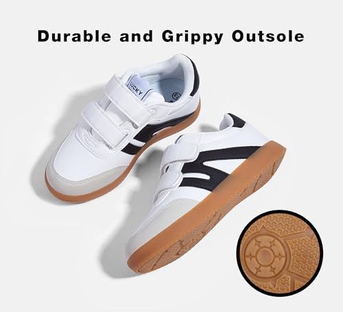 LUCKY STEP Kids Classic Retro Gum Sole Fashion Sneakers School Tennis Skate Shoes Girls Boys Hook and Loop Walking Casual Toddler Footwear Anti Slip Trainers2
