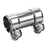 Huiguli Auspuffschelle 50mm, Edelstahl Auspuffschelle mit Doppelschelle, Rost und Hitzebeständig Rohrverbinder Auspuff Reparaturset Passend für Motorräder und Autos(Ø 50 mm/L 125 mm)