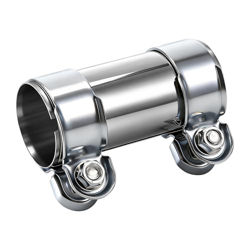 Huiguli Collier Echappement 50 mm x 125 mm, Double Connecteur de Tuyau Collier, Antirouille Acier Inoxydable Manchon Echappement pour Tuyau D'Échappement de Silencieux En pour Voiture Moto Camions