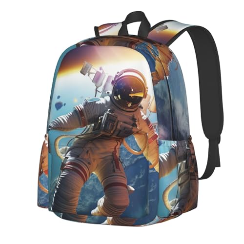 Travel Backpack for Women Men Astronaut on Planet Casual Daypack Large Capacity Nurse Bag