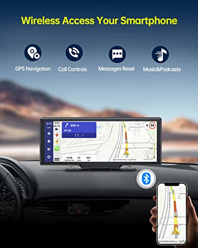 9.26 Inch Wireless Apple Carplay & Android Auto Car Stereo, Touchscreen Car Play Screen GPS Navigation for Car, Car Radio Receiver for Pickup Trucks, Bluetooth, Siri, Multimedia Player, FM Transmitter