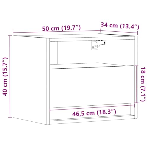 Vidaxl Comodini A Parete Con Luci Led 2 Pz Rovere Fumo, Comodino Sospeso, Comodino, Mobili Per Camera Da Letto, Comodino A Parete, Porta Telefono - 3