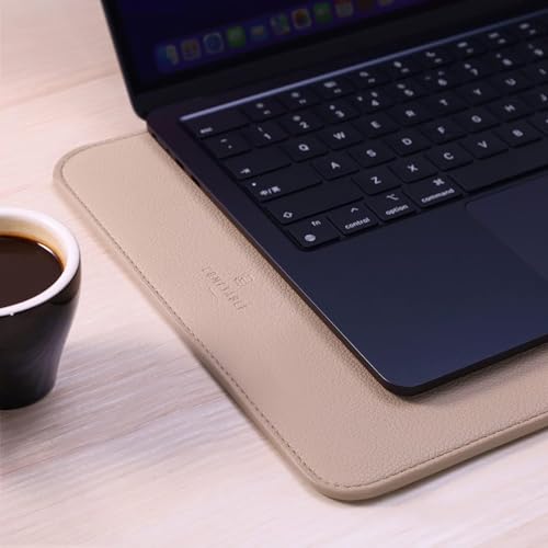 Image of Comfyable Laptop Sleeve 14 Inch Precisely Compatible with MacBook Pro 14-inch M4 M3 M2 M1 Pro /Max 2024-2021 & Old Versioned 13 Inch MacBook Pro /MacBook Air, Faux Leather Cover Case, 13 in 14 in, Sand