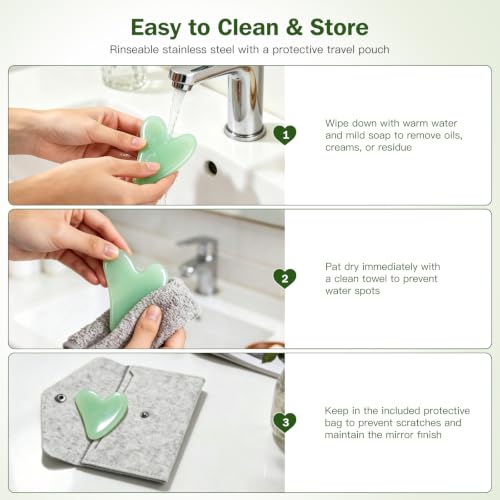 Image of airogym Jade Stone Gua Sha Massage Tool Set Larger Guasha Board with Handle, Jade Stone Guasha Scalp Comb, Muscle Scraping Massage Tools