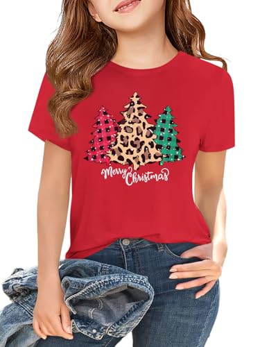 Image of Girls Short Sleeve T Shirts Kids Summer Tops Crewneck Tees 5-14 Years