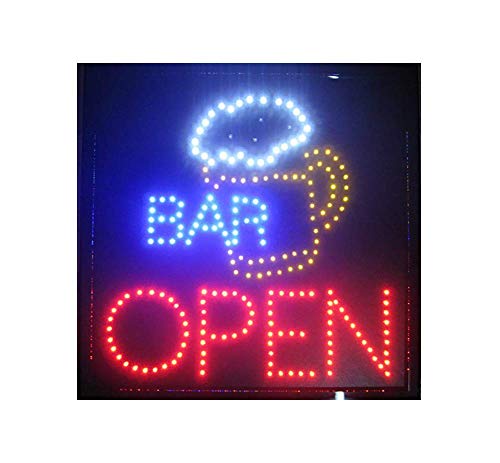 E-ONSALE Beer Mug Bar Cocktails Open LED Moving Neon Sign - 19 x 19 LB84
