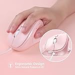 Micropack Souris ergonomique - Câblé pour ordinateur portable, PC & Bureau, Vertical Ergo Mouse avec des clics silencieux, réglable 3200 DPI, rose