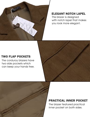 Coofandy Mens Fashion Corduroy Suit Jacket Two Button Stylish Sport Coat Slim Fit Suit Blazer Brown L #TOP3