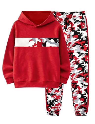 Image of Boys Clothes Boy Outfits 2-Piece Long Sleeve Hoodie and Camouflage Pants Boys Fall Winter Clothes for 6-16 Years