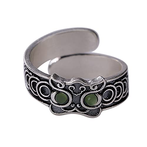 Bague ajustable Lovely Lion en argent S925 et jaspe, finissez-en avec les erreurs de taille