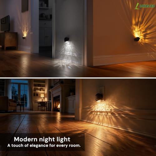 Image of L LOHAS LED Night Lights Plug into Wall, 4 Pack 3CCT Projector Night Light | Dusk to Dawn Sensor, 180 Rotatable Plug, Dimmable Night-Lights for Bathroom Hallway Room Decor