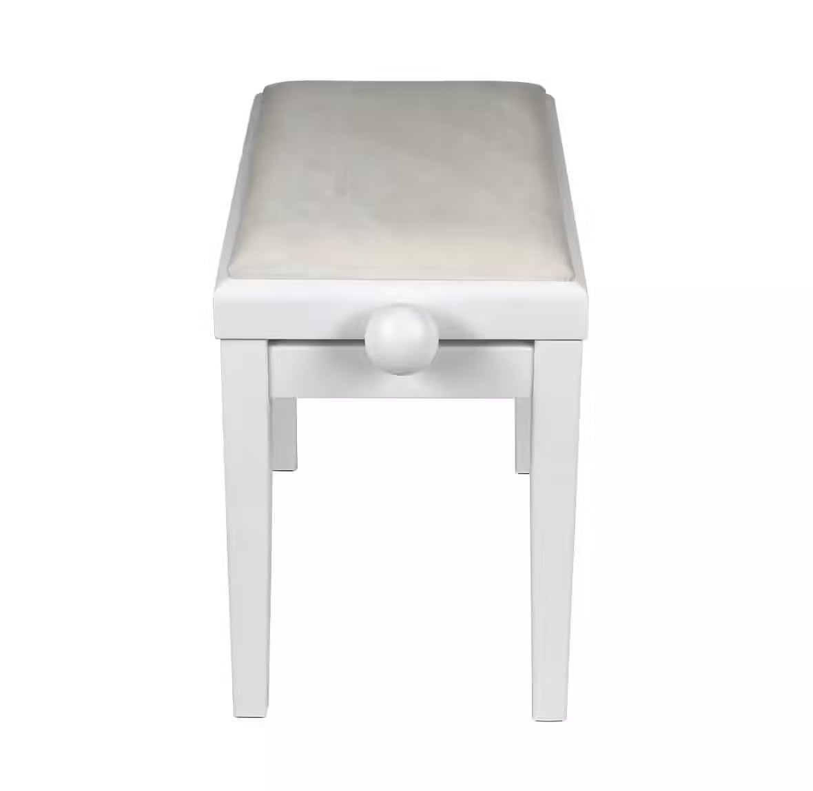 WOODBRASS KBE40 - Banqueta de piano blanco mate, regulable en altura, asiento aterciopelado, taburete teclado elegante, robusto y cómodo