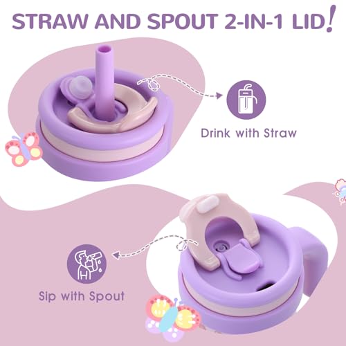 Image of 14 oz Toddler Tumbler with Handle, 2 Pack Kids Straw Cups with Sippy Lid