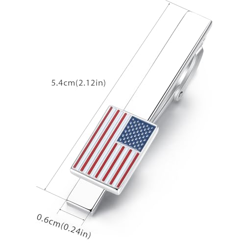 HONEY BEAR Men US Flag Tie Clip Bar Stars Stripes American Flag 1.97"/2.12"/2.36" for Business Wedding Gift 5/5.4/6cm4