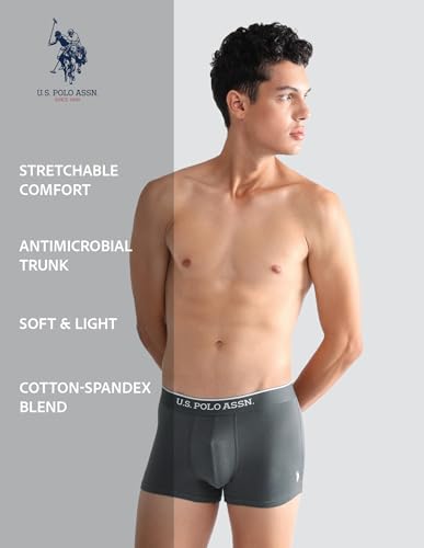 Image of U.S. Polo ASSN. Mens ET004 Anti Microbial Cotton Stretch Essential Underwear Trunk -Pack of 2
