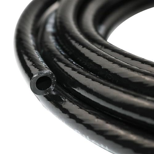 flexiable rubber Double layer Fuel Pipe Resin Wire-clamping Oil-resistant Tubing Oil Pipeline ID 6mm 8mm 10mm 12mm 14mm 16mm Black Blue Core 5 meter drain elastic (Color : Black Core, Size : ID 10mm