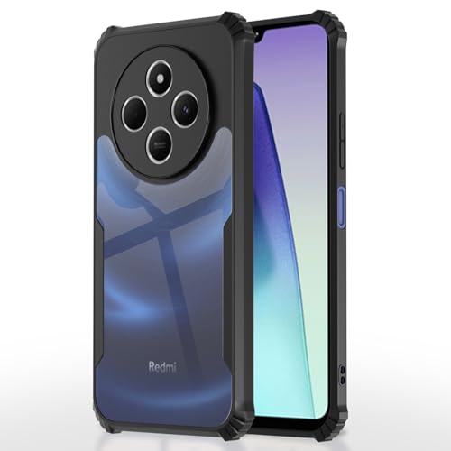 Image of Pikkme Crystal Clear Transparent Back Cover | Ultra Hyrbid | Full Camera Protection | Raised Edge | Bumper Case for Redmi A4 5G / Redmi 14C 5G / Poco C75 5G (Black)