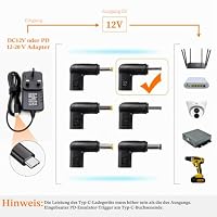 KUOQIY USB C auf DC 12V Adapter, USB 3.1 Typ C USB-C Buchse auf DC 3.0x1.1 mm Stecker Adapter PD Emulator Trigger 90 Grad Abgewinkelt, für Router, Optische Modems, Überwachungsgeräte – Ansicht 4