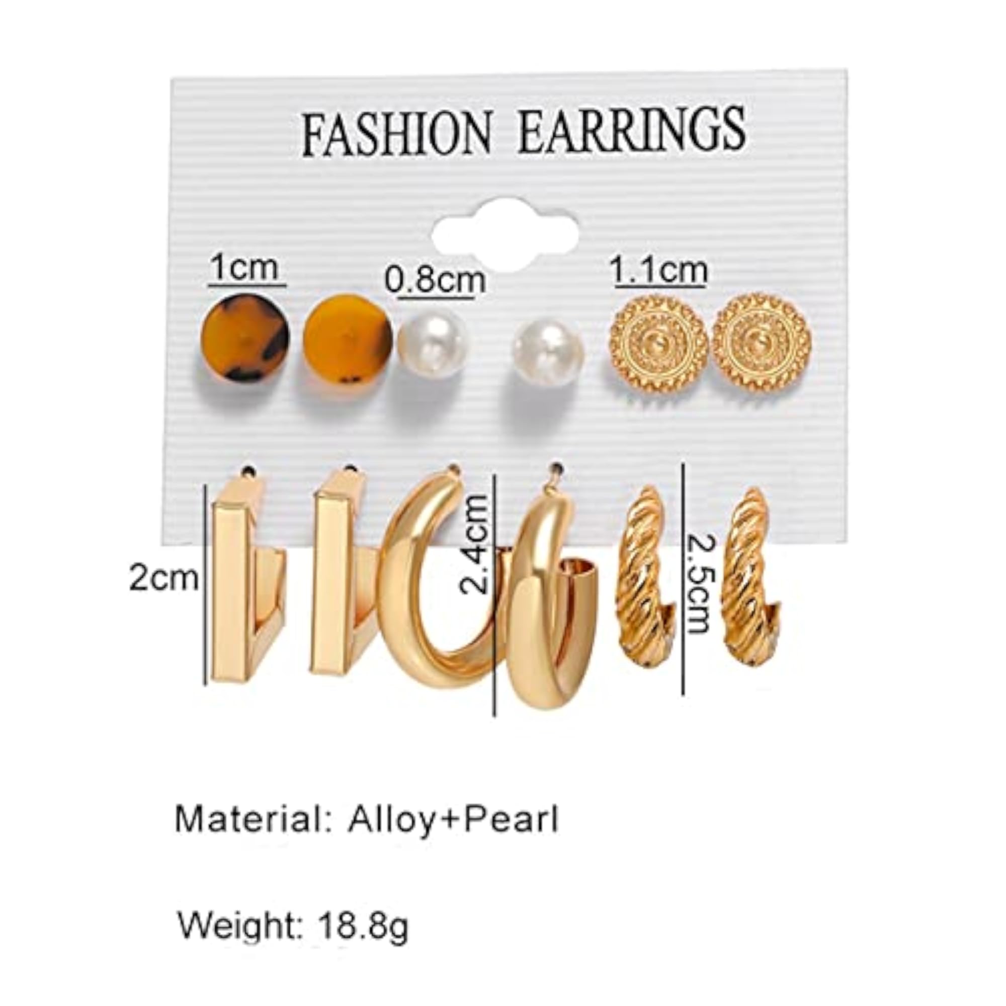 Modern Studs & Hoop Earrings Set of 9
