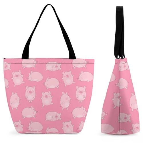 Sac à bandoulière cochons mignons grand sac à main femme fourre-tout de voyage et de cours