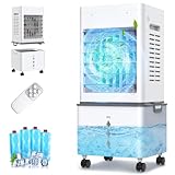 Portable Air Conditioner, Hoseless Air Conditioner Portable with 6 Speeds & 2 Working Modes, 12L Large Water Tank, 24H Timer & Remote Control, Standing AC Unit for Bedroom Home Office (White)