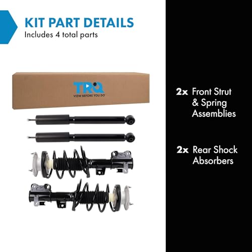 Image of TRQ Front and Rear Complete Strut Assembly & Shock Absorber Kit Complete Strut & Coil Spring Assembly Compatible with 2013-2019 Cadillac ATS All Wheel Drive