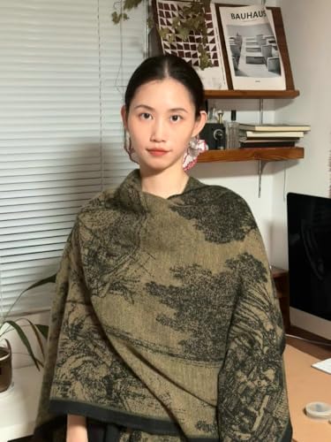 Vintage Ethnic Style Women's Open Front Cardigan Shawl Scarf Winter Cashmere Knitted Thick Scarf Cloak Outer Dress4