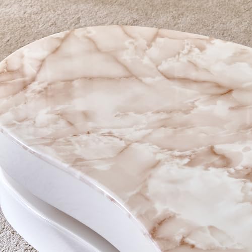 Image of Home Centre | Alchemy | Center Table for Living Room | Faux Marble Top | Cream | 1 Year Warranty