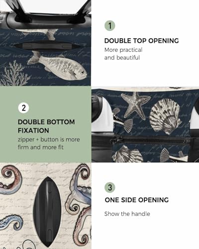 Travel Luggage Cover X-Large Suitcase Cover Fit for 29-32 Inch Luggage Luggage Protector Suitcase Cover Scratchproof Ocean Octopus Starfish Shells Black Luggage Cover Protector for Suitcase2