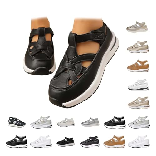 Beelovy Orthopedic Sandals for Women,Soft Adjustable Plus Size Hollow-Out Casual Sandal-Hook & Loop, Sandals for Narrow Feet Women
