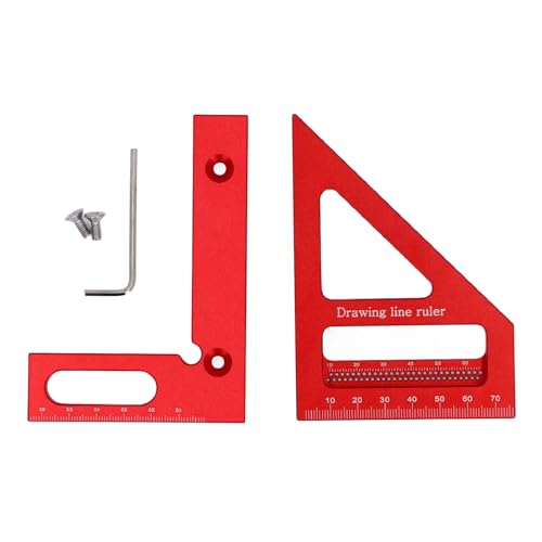 Natudeco 3D Multi Angle Measuring Ruler 45 90 Degree Aluminum Alloy Woodworking Square Protractor Miter Triangles Ruler for Woodworking Layout Measuring