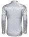 COOFANDY Men's Long Sleeve Dress Shirts Floral Rose Printed Button Down Shirts Party Wedding Prom Shirts, Silver Gray Large