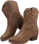 Ziitop Cowboy Bottes Femme Short (Brown/Black/Tawny) Taille 6-10.5
