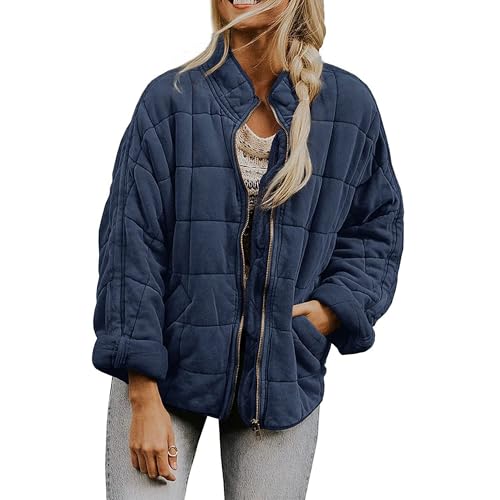 Solid Color Standing Collar Cotton Jacket Coat Women's Loose Long Sleeve Pocket Jacket4
