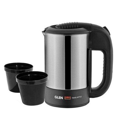 Glen Travel Kettle 9013 SS 0.5Ltr 1000 W Plus 2 Cups (Black)