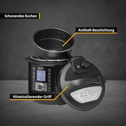TZS First Austria - Elektro Schnellkochtopf 6L - 12 Auto-Programme - Multikocher 1000W Multicooker als Reiskocher, Dampfgarer, Crock Pot etc. - Elektrischer Multivarka Druckkochtopf – Bild 5