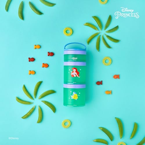 Image of (Ariel) DiSNEY PRINCESS Whiskware Stackable Snack Pack - 3 Jar + Handle - Purple /Green /Blue