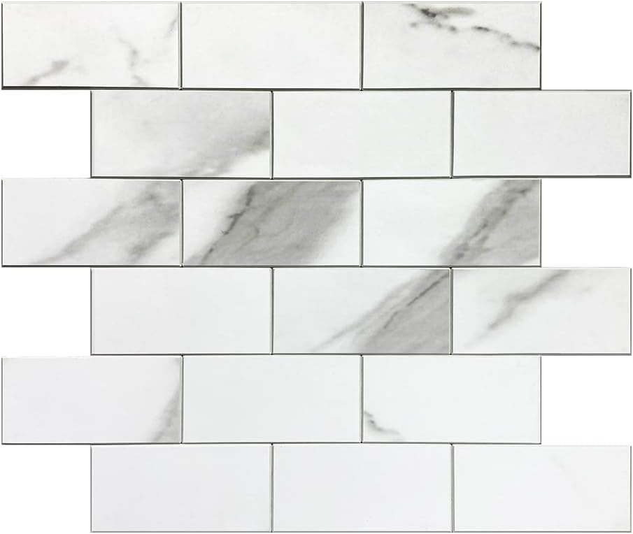 Avant Decor 8 Tiles | Stone Composite Subway Tile | Peel and Stick Kitchen Backsplash Stick On Wall Easy DIY Installation 11.6" x 11.3"